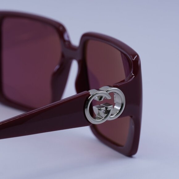 Gucci GG1692S 005 Sunglasses Burgundy Square Frame, Burgundy Lenses - Picture 10 of 11